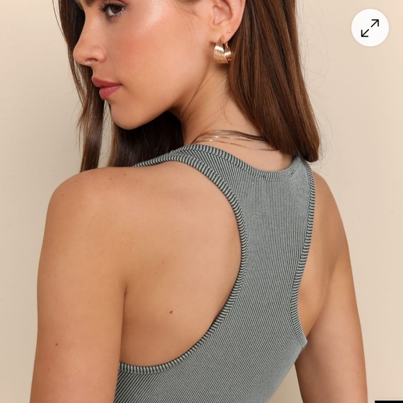 Lulus Relaxed But Not Least Sage Green Ribbed Sleeveless Maxi Dress - Size M - Picture 3 of 3